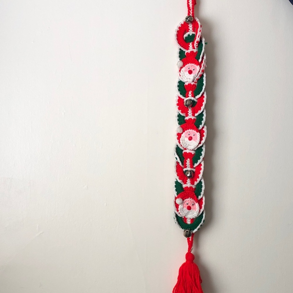 Vintage Christmas Crochet Tassel Wall Hanging